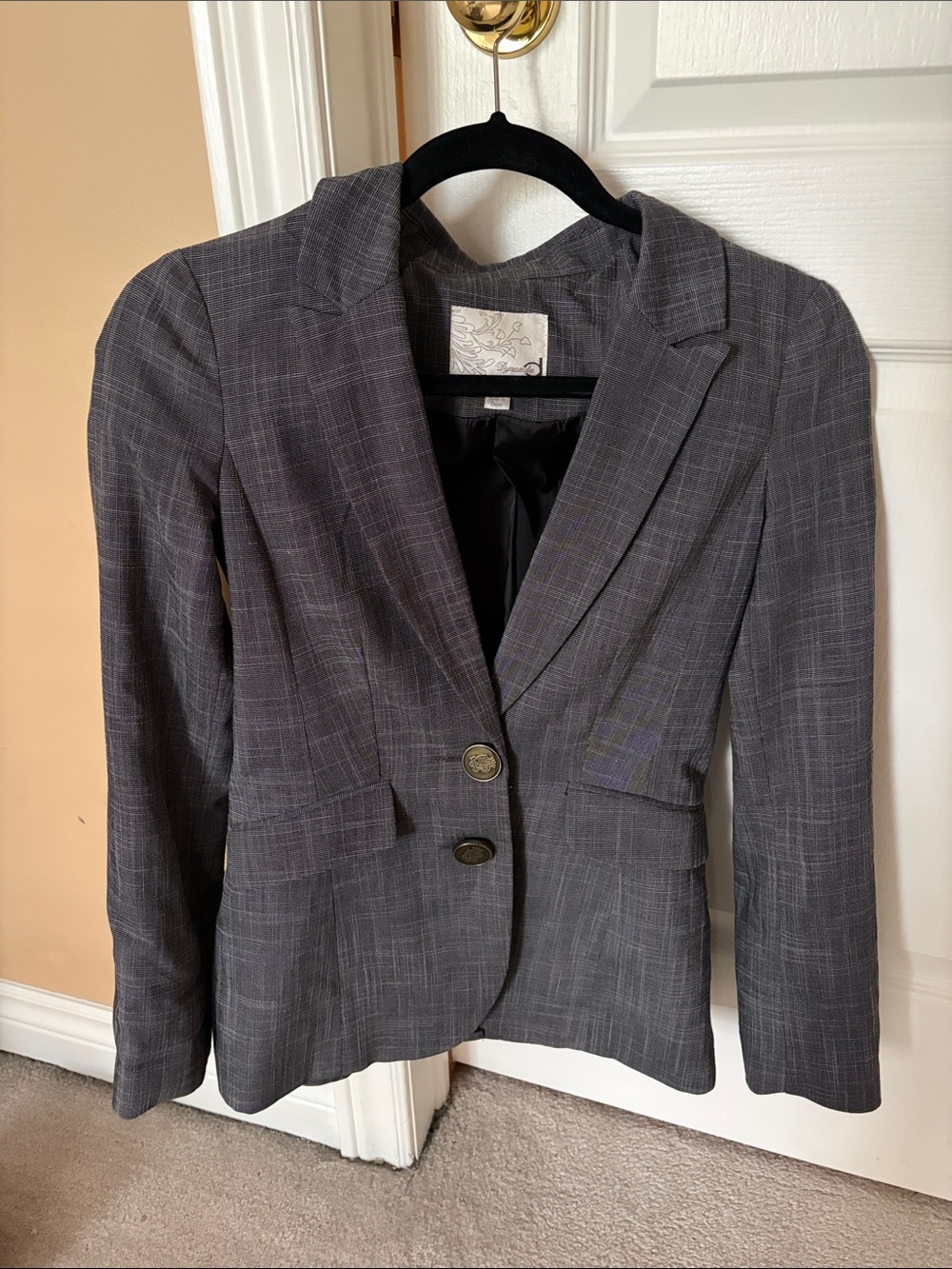Dynamite Grey Plaid Tailored Women's Blazer